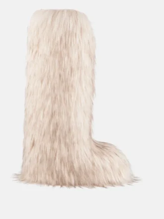 Jacquemus + Moon Boot Icon Yeti vysoké bílé boty z umělé kožešiny