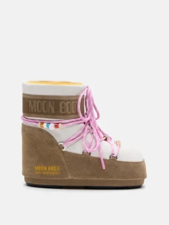 Moon Boot X Guest in Residence Icon Low Honey & White Sand Beaded Suede Kotníkové boty