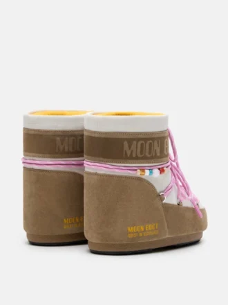 Moon Boot X Guest in Residence Icon Low Honey & White Sand Beaded Suede Kotníkové boty